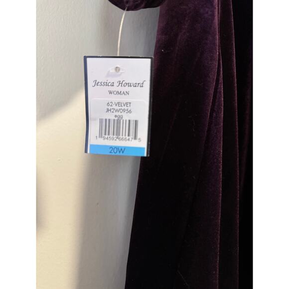 NWT Jessica Howard 20W eggplant Velvet Illusion dress insets on sleeves & hem. - Picture 13 of 13